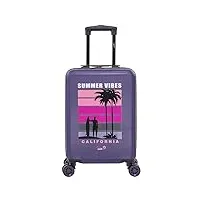 aérial | valise cabine motif california | bagage petit format 4 roues doubles avec décor original | 55 x 35 x 20 cm | coloris violet