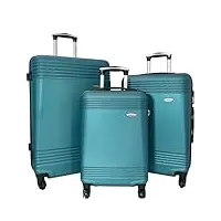truck, set de bagages tr10423, 3 valises, 4 roues 360°, bleu turquoise