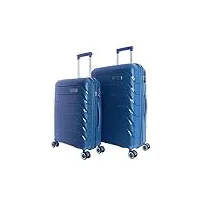 don algodon jeu de valises - set valises de voyage en polypropylène - valise de voyage - valise cabine 55x40x20 et valise moyenne 4 roues - valises de voyage moyenne - valises de voyage cabine, bleu,