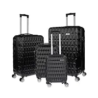 christian wippermann lot de 4 valises rigides à roulettes avec serrure tsa à 4 roulettes et coque rigide en abs à 360°, noir , 75 x 46 x 30 cm (bxhxt), set de valises