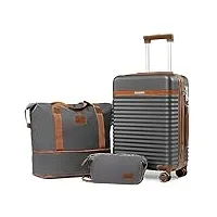 joyway valise cabine bagages cabine 55x40x20 abs extensible sets de bagages à 4 roulettes et serrure tsa, valise rigide à sacs de voyage