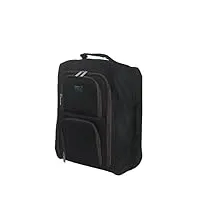 charkhah bagages à main pour chariot de voyage à roulettes valise cabine approuvée en vol 1,5 kg valise légère capacité 37 litres avec taille 50 cm x 33 cm x 20 cm, noir avec fermeture éclair marron,