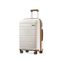 kono valise de voyage légère à coque rigide de 55 x 40 x 20 cm avec serrure tsa et 4 roues pivotantes (crème), crème, blanc, s(cabin 20inch), valise cabine rigide