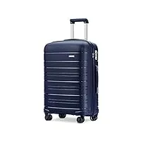 kono valise de voyage légère à coque rigide de 55 x 40 x 20 cm avec serrure tsa et 4 roues pivotantes (bleu marine), bleu marine, s(cabin 20inch), valise cabine rigide
