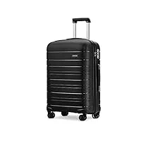 kono valise de voyage légère à coque rigide de 55 x 40 x 20 cm avec serrure tsa et 4 roues pivotantes (noir), noir, s(cabin 20inch), valise cabine rigide