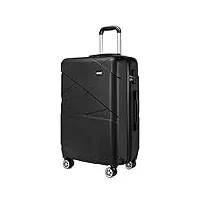 kono valise cabine, valise de voyage en abs valises rigides 4 roulettes (cabine 55cm, noir)
