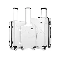 kono set de 4 valise, valise de voyage en abs valises rigides 4 roulettes (set, beige)