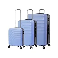 totto bazy + lot de valises rigides 3 tailles de valises système tsa doublure en polyester bleu, bleu