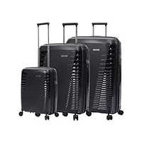 totto traveler lot de valises rigides noir trois tailles de valises système extensible système tsa doublure en polyester, noir