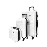 david jones, set de bagages ba10603, 2 valises avec vanity/reporter, 4 roues 360°, blanc