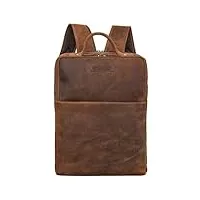 stilord 'noé' sac à dos pour travail Élégant sac à dos ordinateur portable 14 pouces vintage sac à dos d'affaires pour hommes et femmes en cuir véritable, couleur:avani - marron