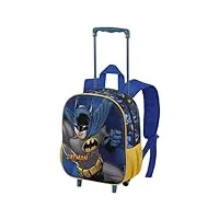 batman night-sac à dos 3d à roulettes petit, bleu foncé, 26 x 34 cm, capacité 12,5 l