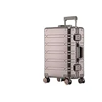 plbse valise de voyage en alliage d'aluminium et de magnésium for hommes, bagages roulants d'affaires sur roulettes, chariot, bagages à main, valise de cabine (color : titanium gold, size : 24")