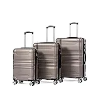 joroburo lot de 3 valises rigides à coque rigide avec serrure tsa, roues universelles à 360 degrés et poignées latérales confortables, doré, bagages de voyage