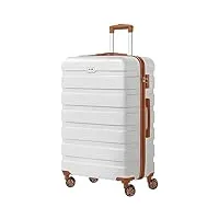 anyzip valise trolley cabine abs pc léger valises cabine avec et serrure tsa bagage cabine et 4 roulettes (blanc-marron,xl)