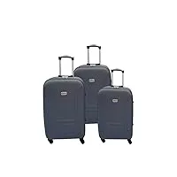 lex lot de 3 valises de voyage en tissu - valise à roulettes - bagages suspendus - couleur au choix, gris foncé, chariot à 4 roues individuelles