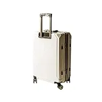 emsutpa valise à roulettes avec cadre en aluminium pc bagage de compression à trois couches bagage approuvé par l'aviation de 20 pouces adapté aux voyages d'anniversaire de mariage (white)