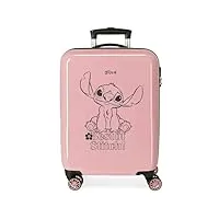 disney stitch valise pour enfant, valise de cabine, valises moyennes, set de valises rigides abs fermeture à combinaison latérale 28,4 l 2 kg 4 roues doubles bagage main de joumma bags, rose, talla