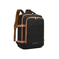 kono sac de cabine 45x36x20 pour easyjet sac de voyage sous le siège 30l bagage à main sac de week-end sac à dos pour ordinateur portable résistant à l'eau (noir/brun)
