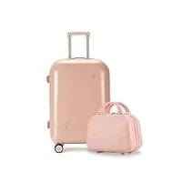 chekz valises+valise,valise de voyage,valises pour filles avec roues pour le voyage,valise à coque rigide avec extensible,valise avec roues tournantes,rose,20 inches