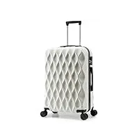 chekz valise,bagages à motif de nid d'oiseau,roue universelle de boîte à roulettes,valise à coque rigide avec extensible,valise avec roues tournantes,blanc,20 inches