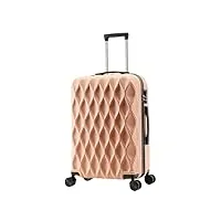 chekz valise,bagages à motif de nid d'oiseau,roue universelle de boîte à roulettes,valise à coque rigide avec extensible,valise avec roues tournantes,rose,24 inches