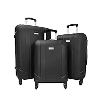 degre, set de bagages de10573, 3 valises, 4 roues 360°, noir