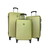 degre, set de bagages de10553, 3 valises, 4 roues 360°, vert kaki