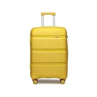 kono valise cabine rigide bagages a cabine avec 4 roulettes e serrure tsa petite valise de voyage 55x40x21cm, jaune