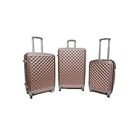 royal swiss set de valise rose gold 3 piéces à 4 roues avec serrure à combinaison, rose gold, rose gold