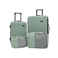 kensie hillsboro ensemble de 4 valises et sacs de voyage pour femme, granit vert, hillsboro lot de 4 valises et sacs de voyage