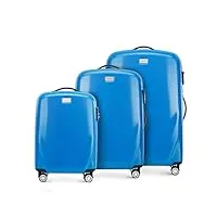 wittchen pc ultra light bagage rigide valise de voyage valise trolley lot de 3 valises en polycarbonate quatre roulettes serrure à combinaison tsa manche télescopique en aluminium taille (s+m+l) bleu