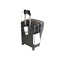 ghibfbt valise à roulettes à coque rigide, légère avec compartiment pour ordinateur portable, port de charge usb et de type c, valise rigide avec 4 roulettes et crochets, gris foncé, 26'', simple,