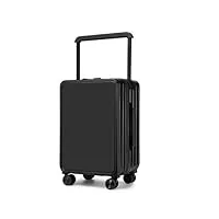 sonaxo valise à roulettes large montée au centre, valise de conception à crochet de port de chargement usb pour les voyages d'affaires et les voyages (black 22 inches)