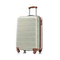 houcheyai valise rigide à roulettes, valise de voyage, bagage à main, 4 roulettes, matériau abs, vert doré + marron, tendance