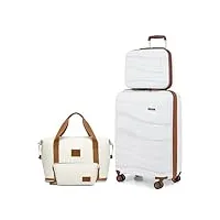 kono set de 4 valises de voyage rigide bagage cabine 55cm à 4 roulettes +portable vanity case + pliable sac de voyage pour sport avec trousse de maquillage, crème