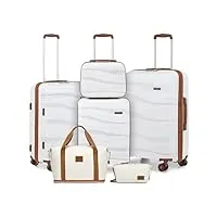 kono set de 6 valises de voyage rigide valise cabine+ valise moyenne+valise grande taille à roulettes+portable vanity case + pliable sac de voyage pour sport avec trousse de maquillage, crème