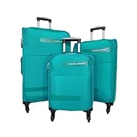 david jones, set de bagages ba50493, 3 valises, 4 roues 360°, bleu turquoise