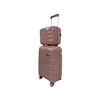 celims valise rigide et souple en polypropylène - cadenas tsa intégré - ultra léger - 4 roulettes doubles (rose gold, cabine + vanity)