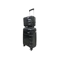 celims valise rigide et souple en polypropylène - cadenas tsa intégré - ultra léger - 4 roulettes doubles (noir, cabine + vanity)