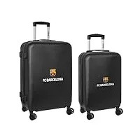 f.c. barcelona 3ème équipe - set de trolleys cabine 20 et 24 pouces, avec roues pivotantes, valises à roulettes, cadenas de sécurité, valises légères, 40 x 26 x 63 cm, couleur noire, noir, estándar,