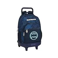 safta batman legendary - grand sac à dos à roulettes, compact, amovible, idéal pour enfants de différents âges, confortable et polyvalent, qualité et résistance, 33 x 22 x 45 cm, bleu marine, bleu