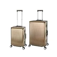 travelhouse tokyo t6035 valise de voyage à roulettes en aluminium différentes tailles et couleurs, or, handgepäck & großer koffer set, ensemble de valises