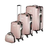tectake® set de valise de voyage 4 tailles valise grande taille valise cabine petite valise sacs de voyage valise maternité abs avec roulettes pivotantes 360° cadenas poignée télescopique