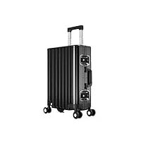 alejon bagage de voyage en aluminium : élégant étui à roulettes de 20/24/26/28 pouces pour bagage à main pour femme (noir)