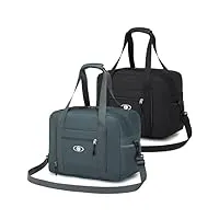 bagzy 2pcs bagages cabine 40x30x20 wizzair, pliable sac de voyage sac cabine avion petit bagage à main imperméable sac de sport sac weekend sac organisateur (noir +gris)