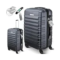 kesser® valise de voyage moyenne rigide avec pèse-bagage + étiquette à bagages trolley valise
