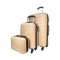 david jones, set de bagages ba10603, 2 valises avec vanity/reporter, 4 roues 360°, taupe