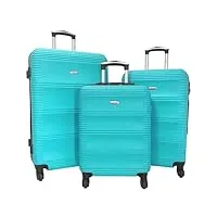 truck, set de bagages tr10583, 3 valises, 4 roues 360°, turquoise