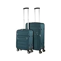 itaca - set valise souples à 4 roulettes - lot valise tissu à roulette - sets de bagages pour soute avion, soldes sur set de valises à roulettes. verrouillage à combinaison, bleu pétrole